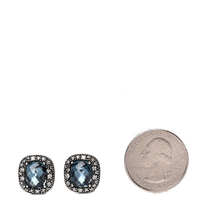 David Yurman Sterling Silver Hampton Blue Topaz Diamond Midnight Melange Earrings 2 of 4
