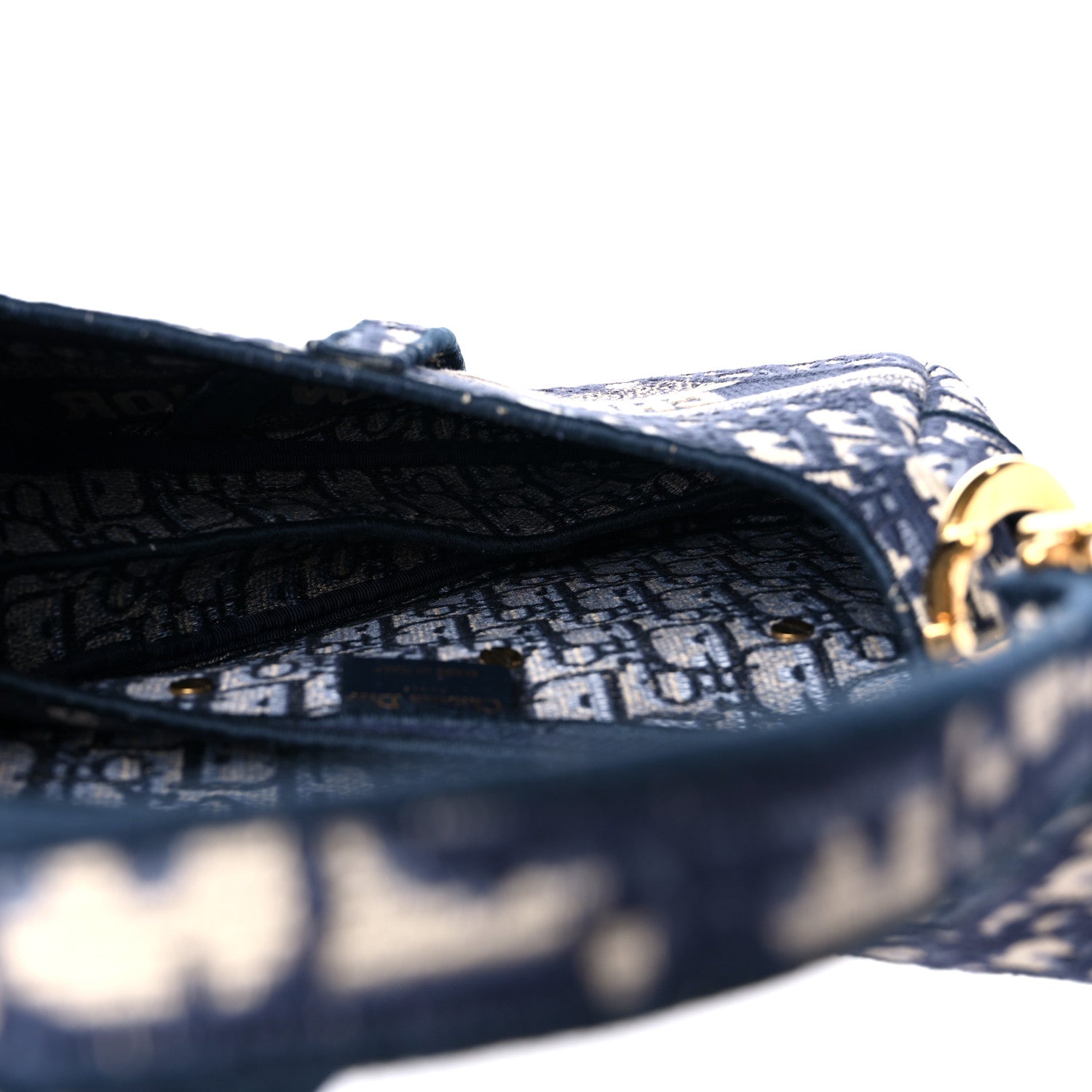 Christian Dior Oblique Embroidered Saddle Bag Blue 5 of 10