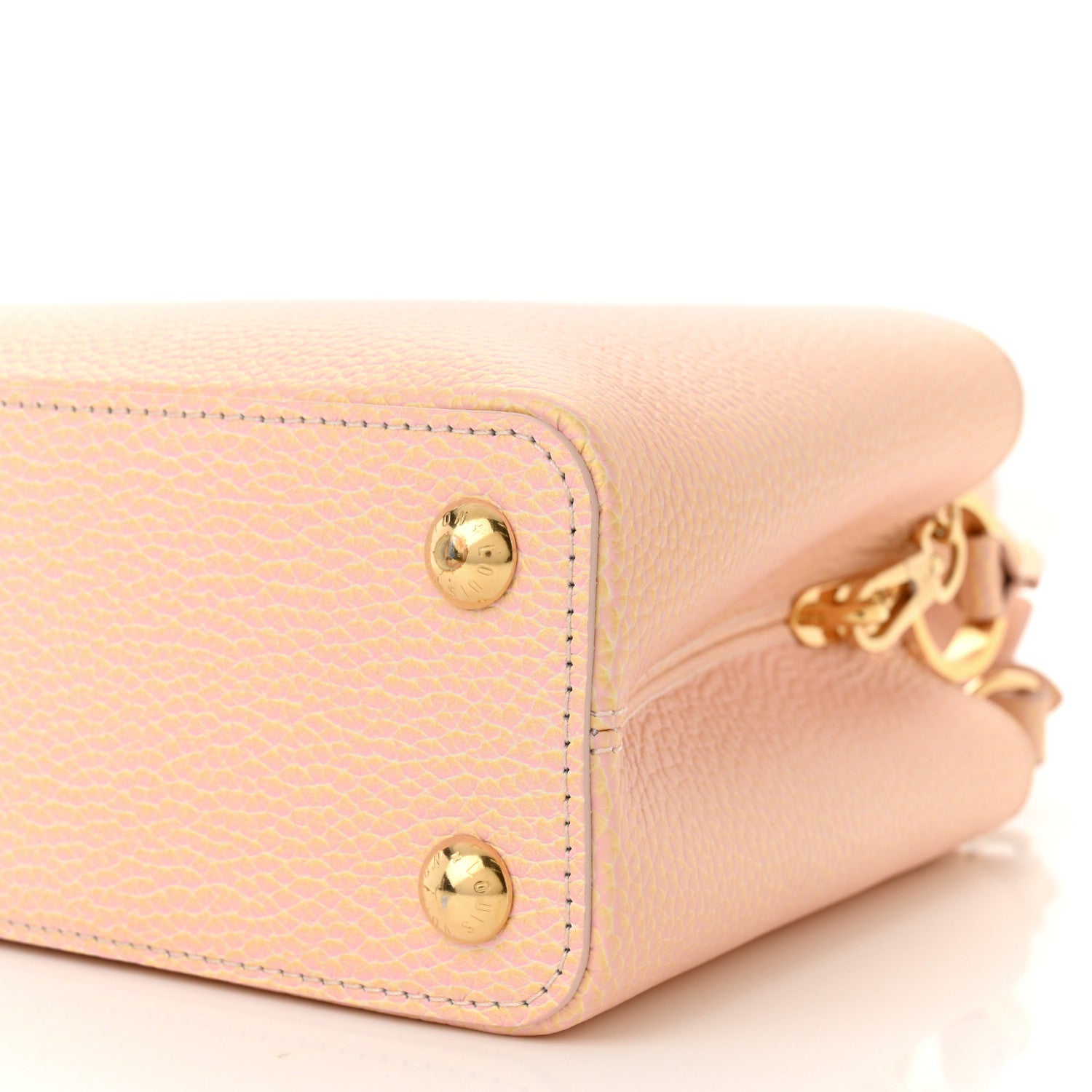 Louis Vuitton Metallic Taurillon Seashell Capucines BB Pink Yellow 9 of 11
