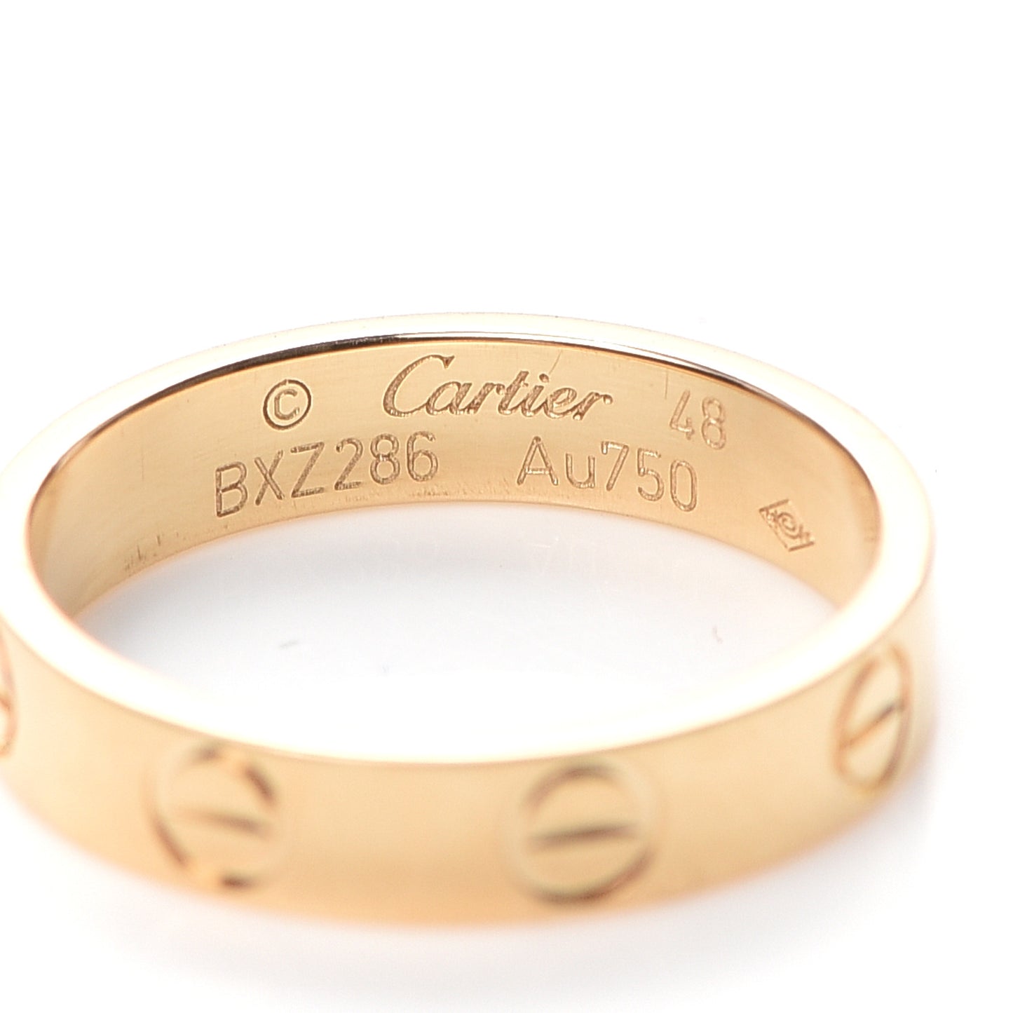 18K Yellow Gold 3.5mm LOVE Wedding Band Ring 48 4.5