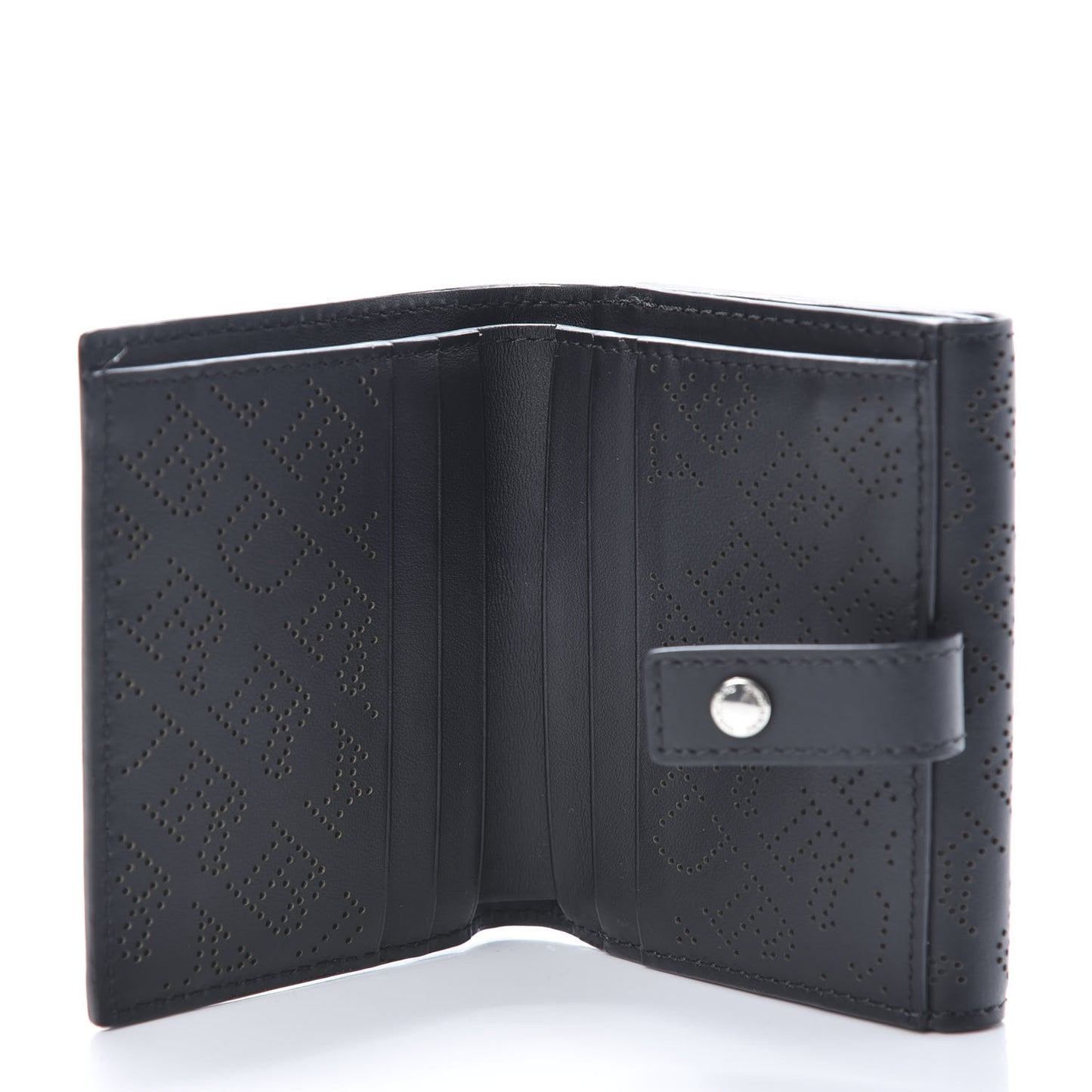 Calfskin Perforated Compact Wallet Black