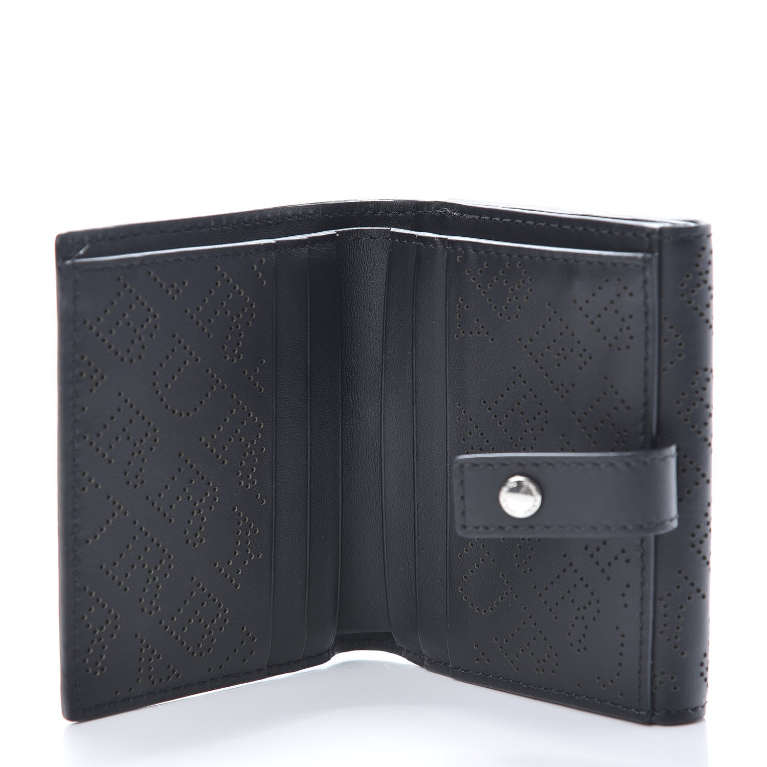 Burberry Calfskin Perforated Compact Wallet Black 5 of 9