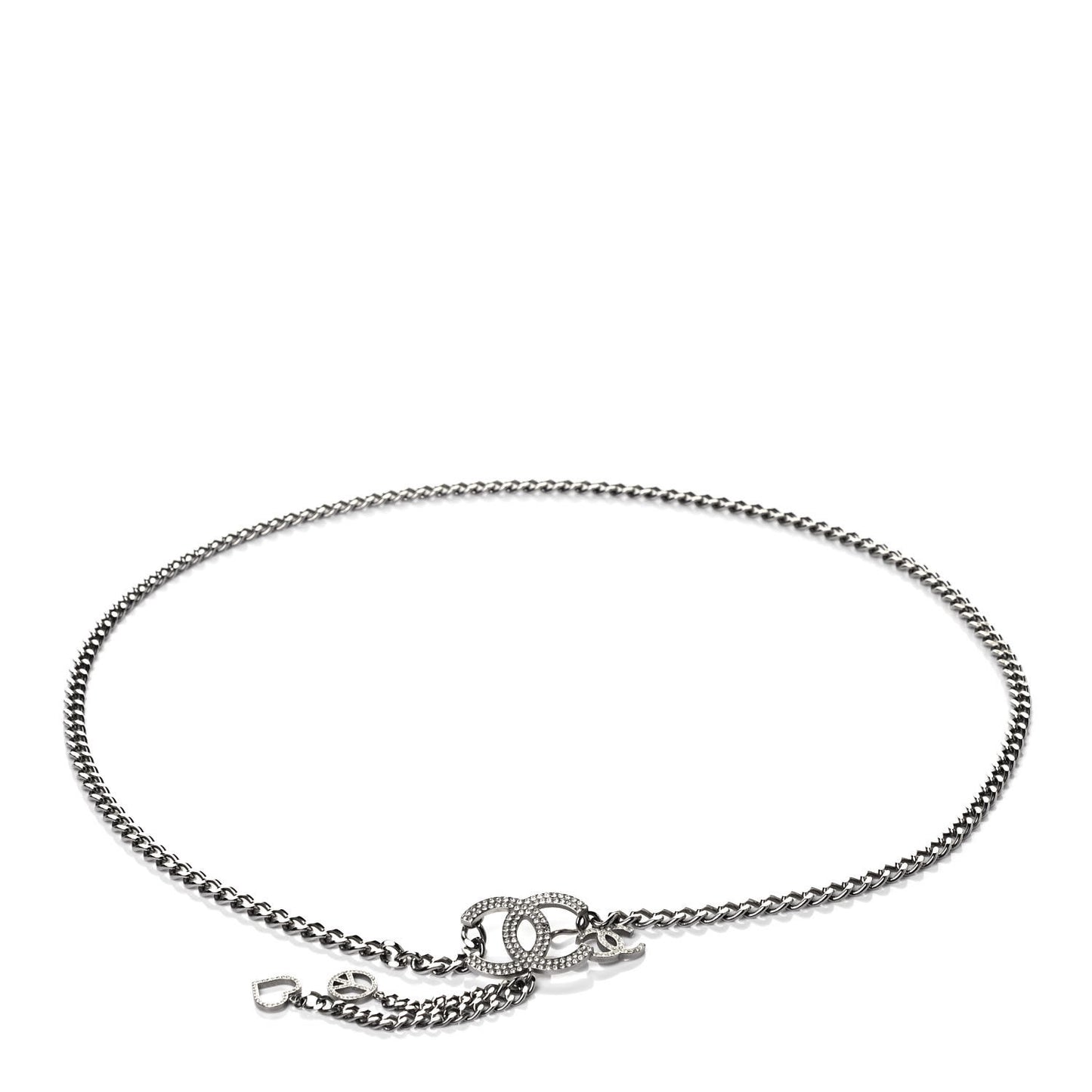 Enamel CC Chain Logo Belt Silver