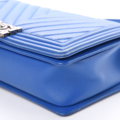 Chanel Calfskin Chevron Quilted New Medium Boy Flap Bright Blue 9 of 15