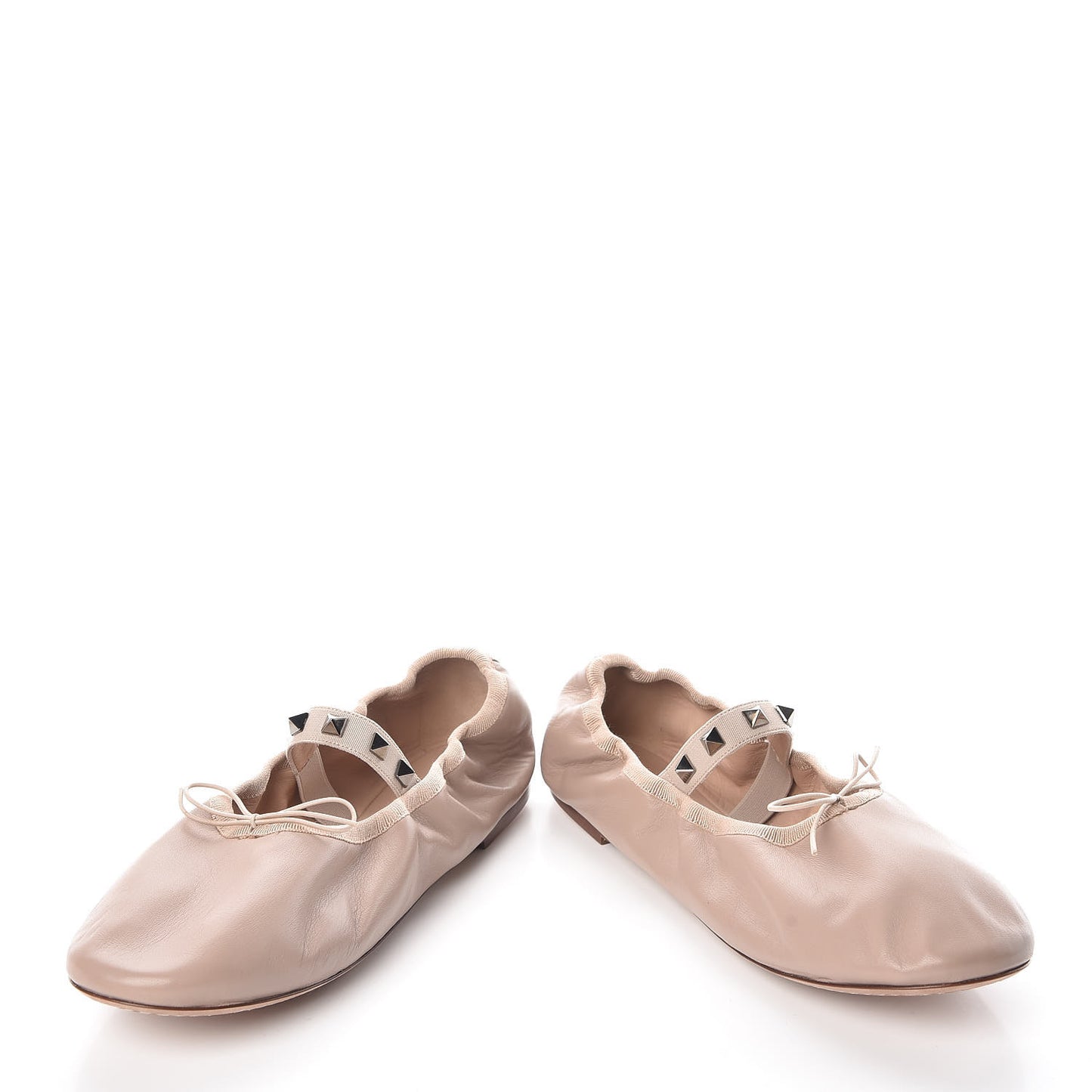 Nappa Rockstud Cross Strap Ballerina Flat 39.5 Poudre Beige