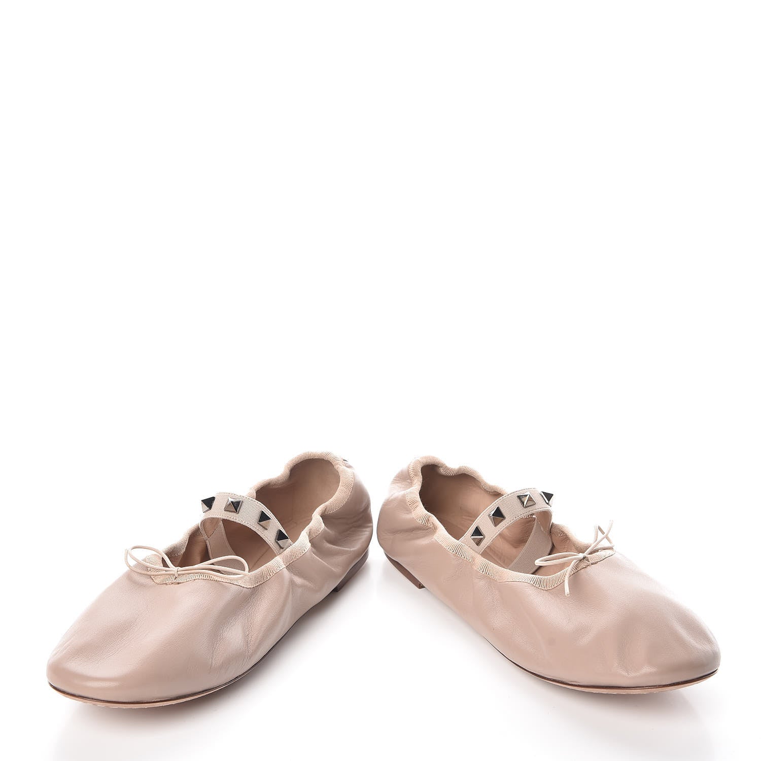 Valentino Garavani Nappa Rockstud Cross Strap Ballerina Flat 39.5 Poudre Beige 8 of 10
