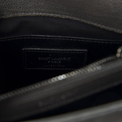 Saint Laurent Sheepskin Matelasse Chevron Monogram Medium College Bag Asphalt 8 of 13