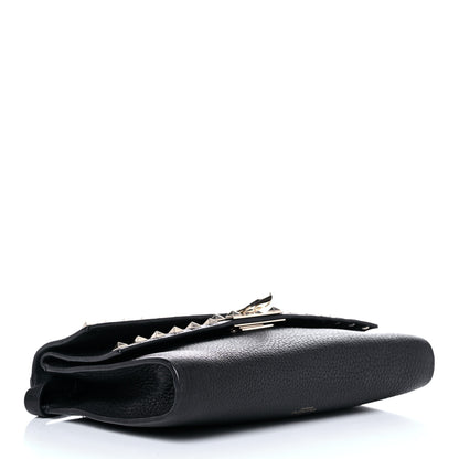 Valentino Garavani Pebbled Calfskin Rockstud Double Flap Crossbody Bag Black 4 of 16