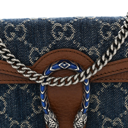 Gucci New Denim GG Monogram Dollar Calfskin Enamel Super Mini Dionysus Shoulder Bag Blue Tea Cuir Epilog Electric Blue 7 of 9