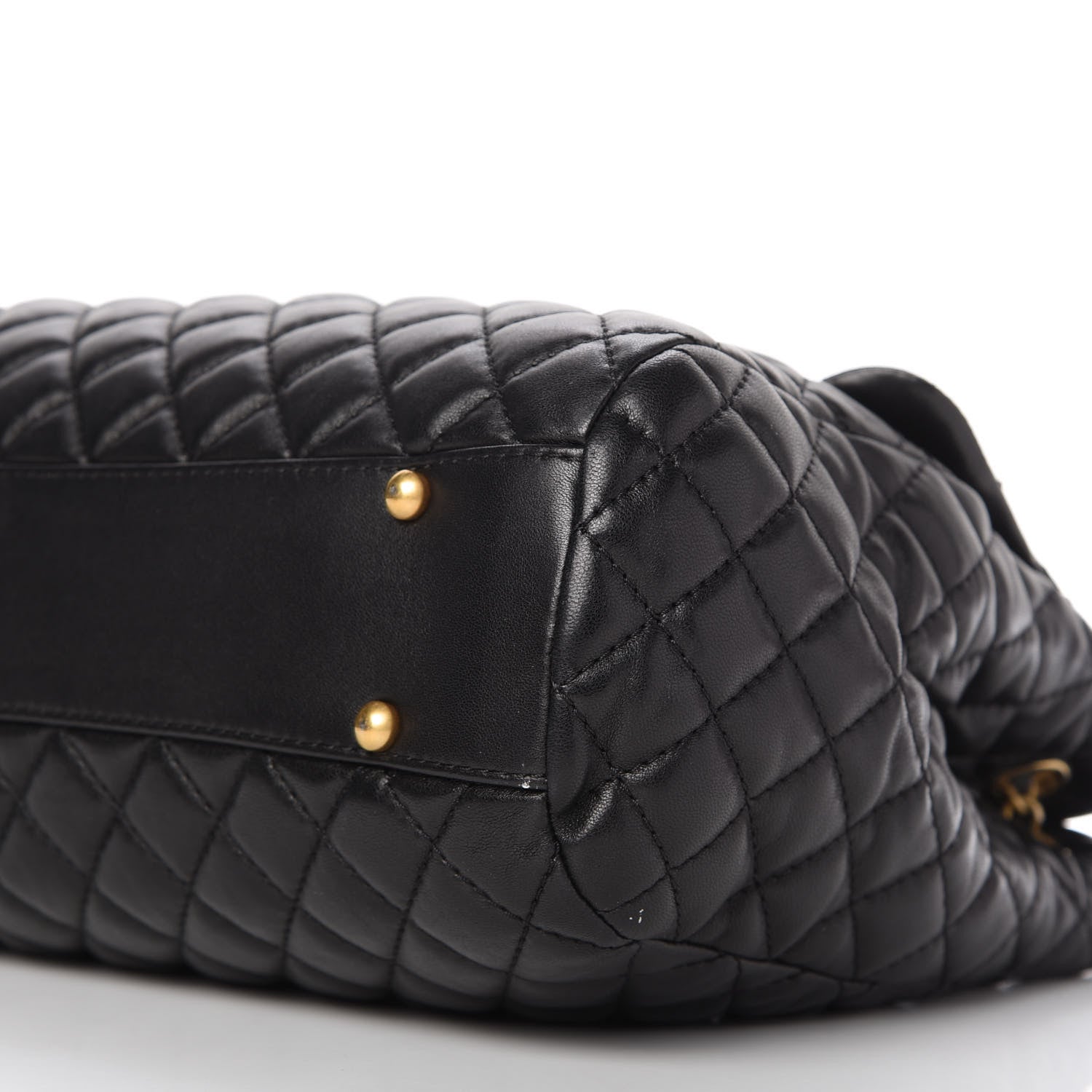 Chanel Lambskin Quilted Large Fluffy CC Shopping Tote Black 7 of 10