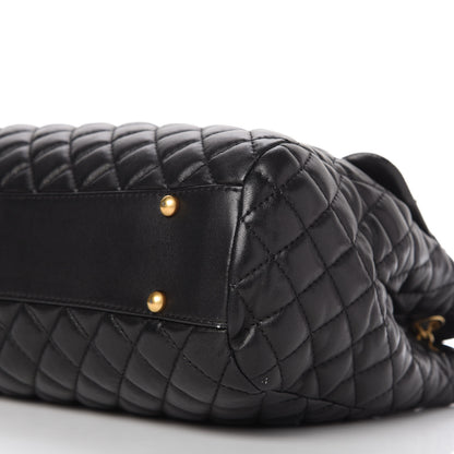Chanel Lambskin Quilted Large Fluffy CC Shopping Tote Black 7 of 10