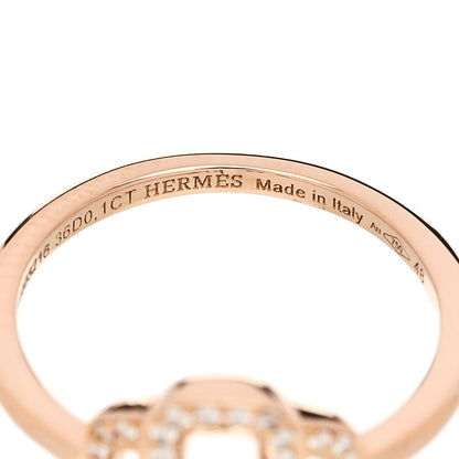 Hermes 18K Rose Gold Diamond Attelage Ring 48 4.5 7 of 7