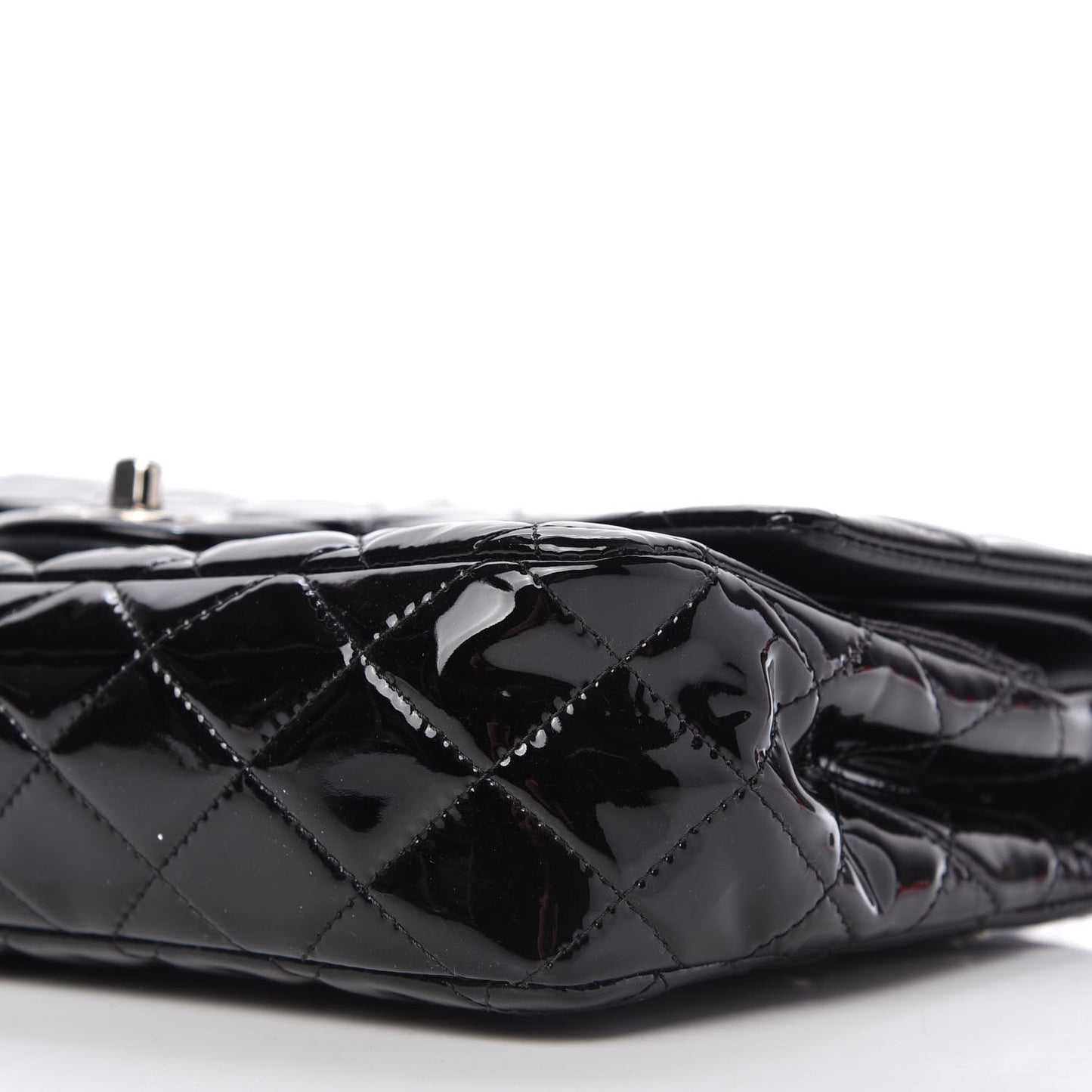 Patent Quilted Medium Double Flap Black
