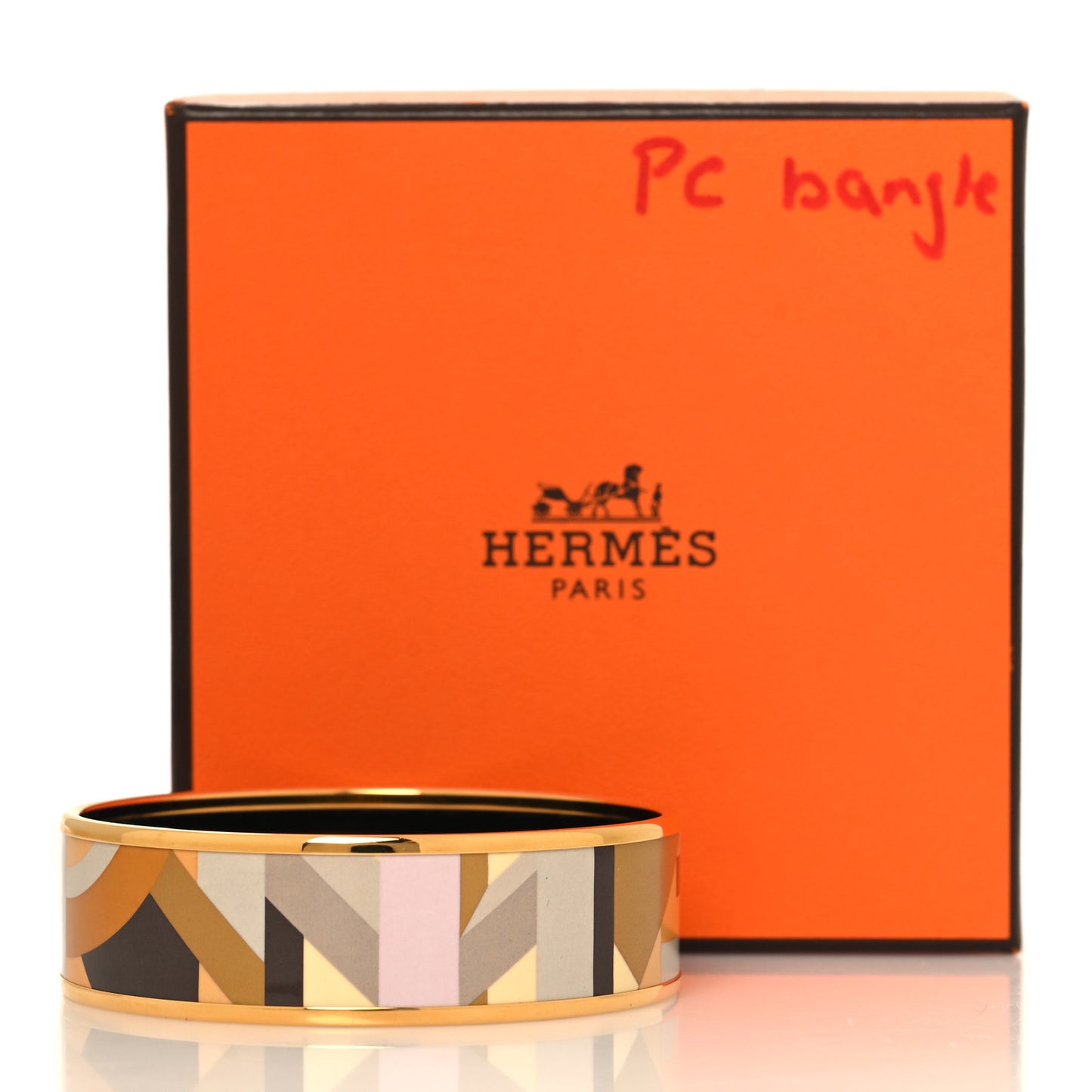 Enamel Printed Perspective Cavaliere Wide Bracelet 62 Caramel