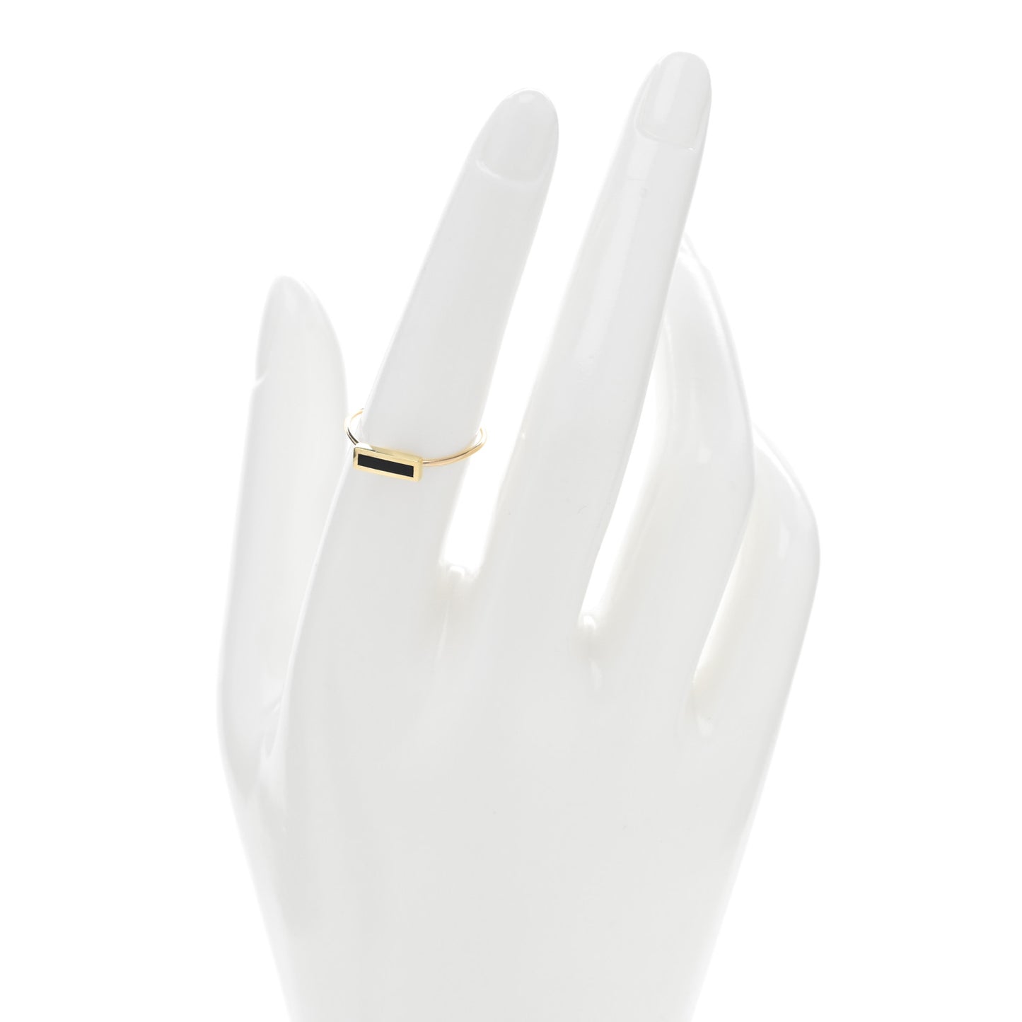 18K Yellow Gold Black Onyx Bar Ring 54 7