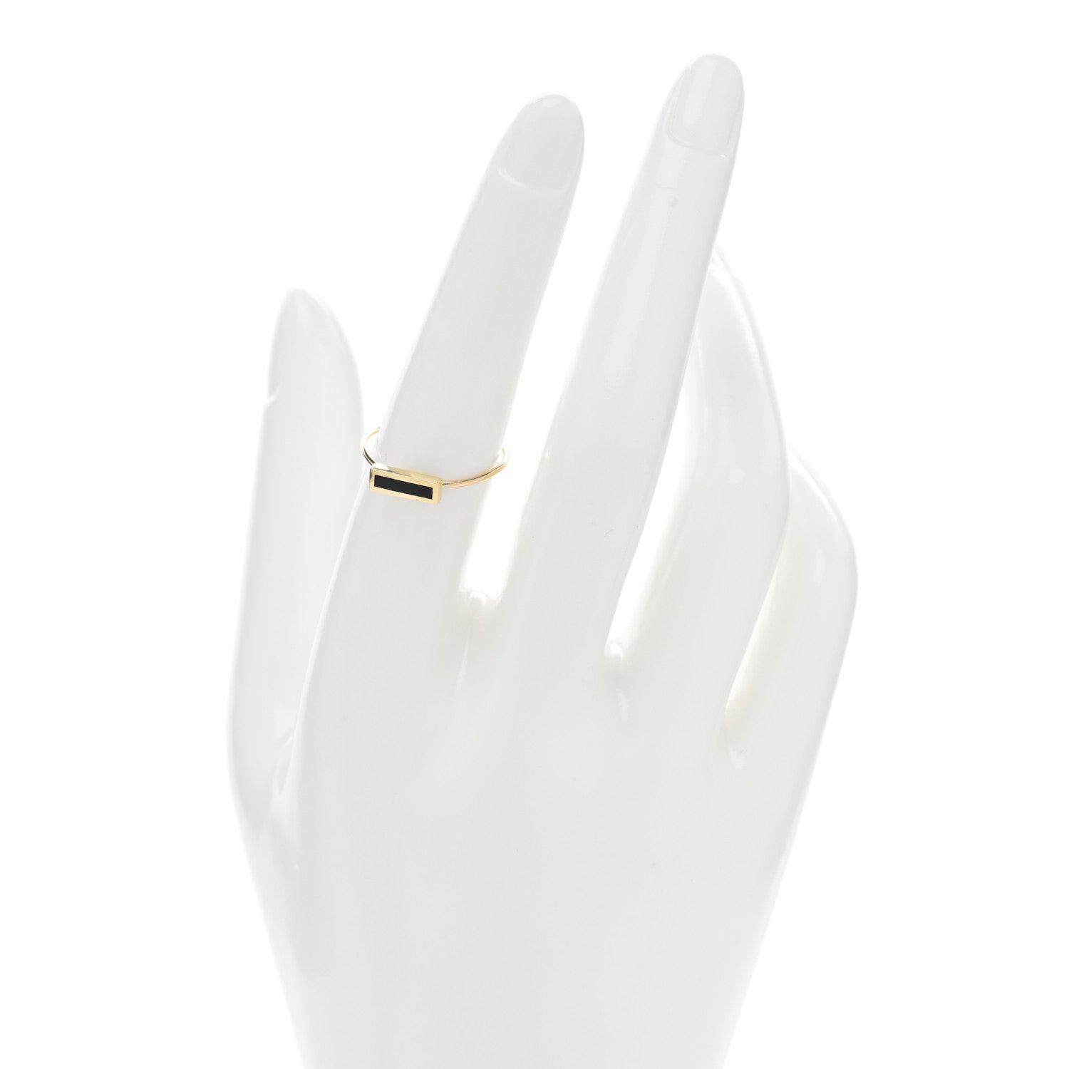 Jennifer Meyer 18K Yellow Gold Black Onyx Bar Ring 54 7 2 of 4