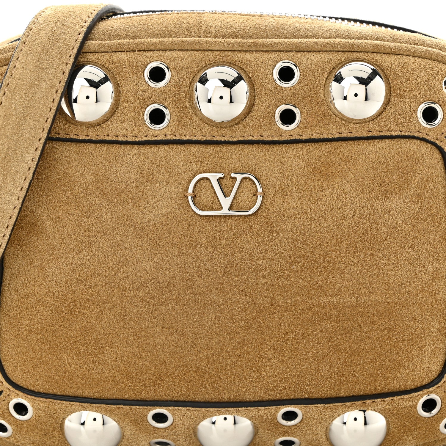 Valentino Garavani Suede Studded Nellcote Crossbody Bag Havana Beige 7 of 9