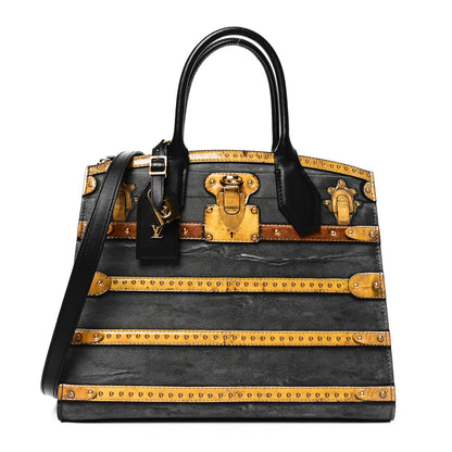 Louis Vuitton Calfskin Trunk City Steamer MM Black 1 of 9