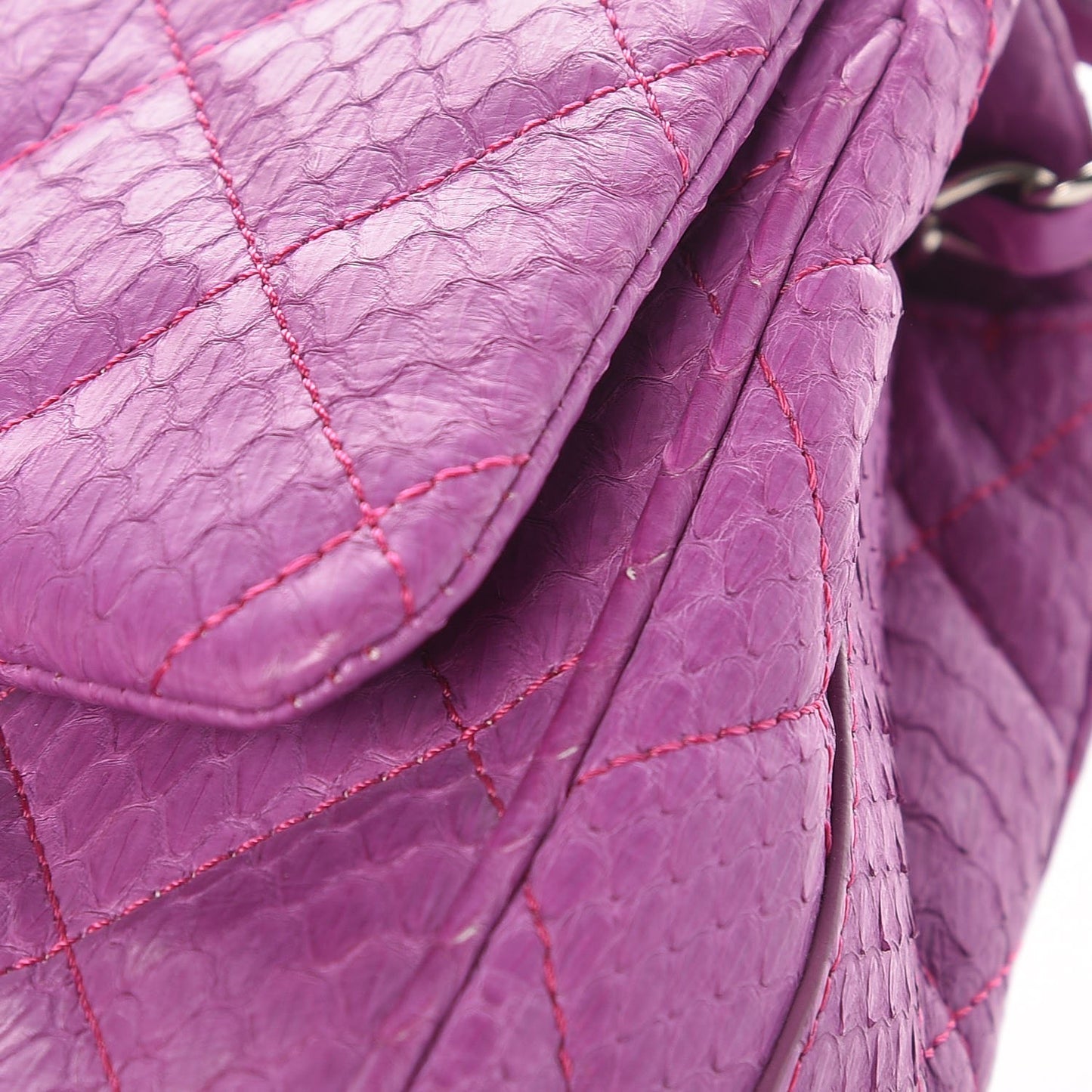 Elaphe Snakeskin Quilted Medium Easy Carry Flap Purple
