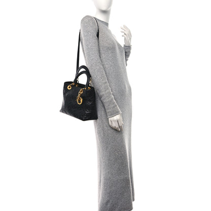 Christian Dior CHRISTIAN DIOR Lambskin Cannage Medium Lady Dior Black 2 of 11