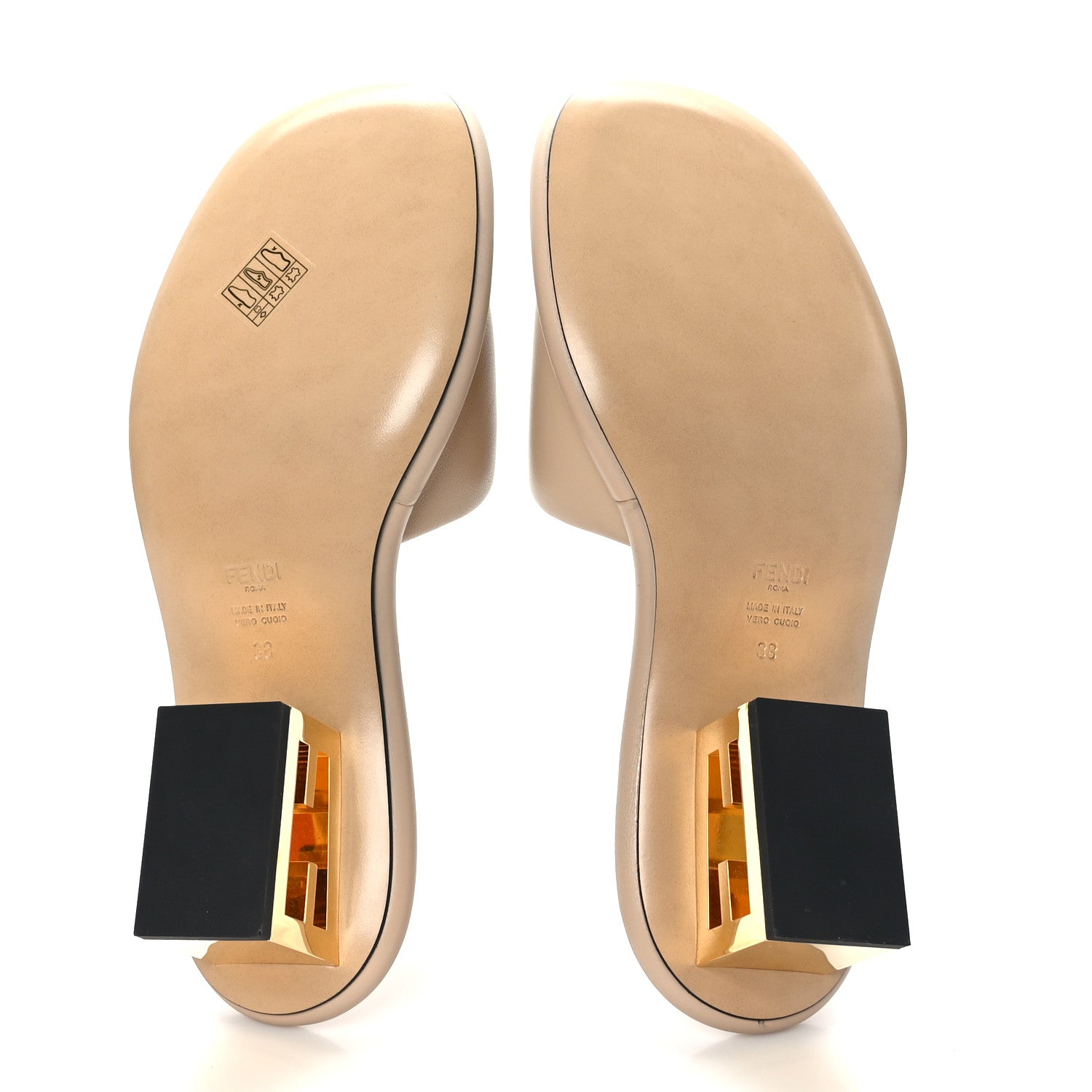 Fendi Nappa Baguette 60mm Slide Sandals 38 Buff 5 of 7