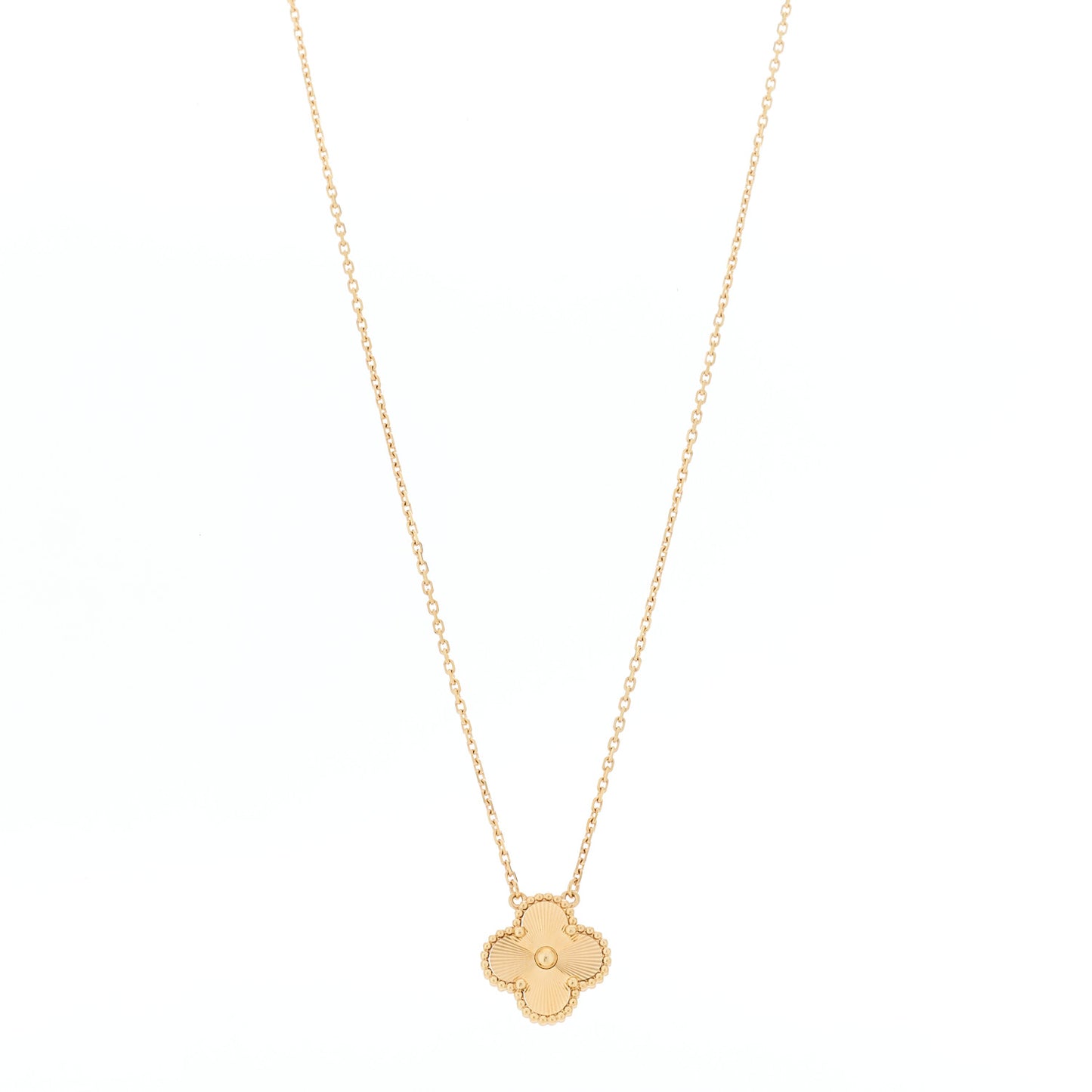 18K Yellow Gold Guilloche Vintage Alhambra Pendant Necklace