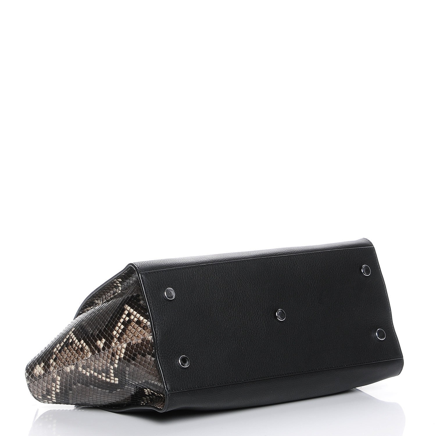 Saint Laurent Smooth Calfskin Python Monogram Downtown Cabas Black Grey 5 of 8