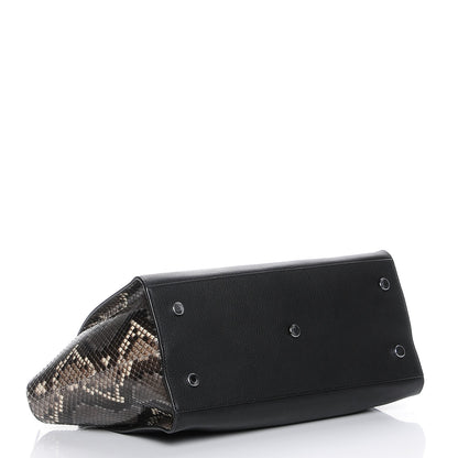 Saint Laurent Smooth Calfskin Python Monogram Downtown Cabas Black Grey 5 of 8