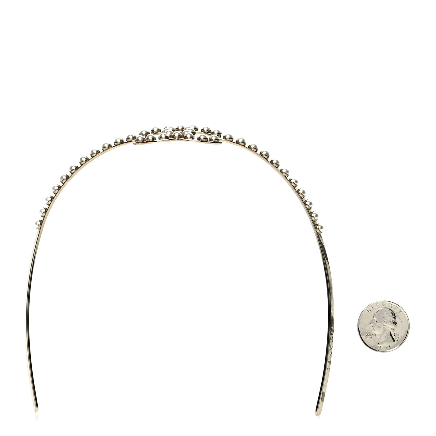 Metal Pearl CC Headband Light Gold
