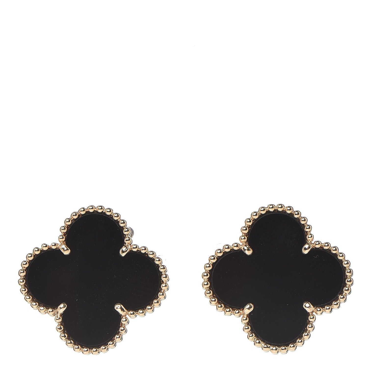 Van Cleef & Arpels 18K Yellow Gold Black Onyx Magic Alhambra Earrings 1 of 5