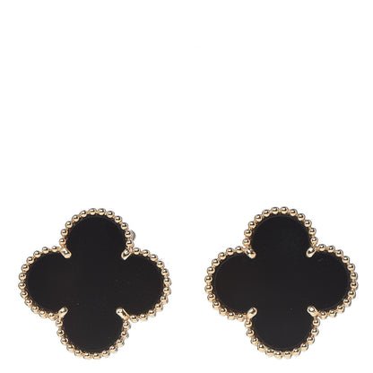 Van Cleef & Arpels 18K Yellow Gold Black Onyx Magic Alhambra Earrings 1 of 5