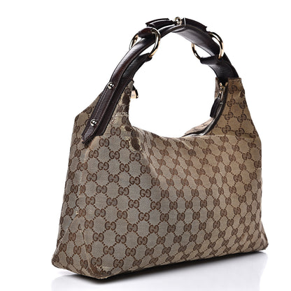 Gucci Monogram Medium Horsebit Chain Hobo Dark Brown 2 of 13