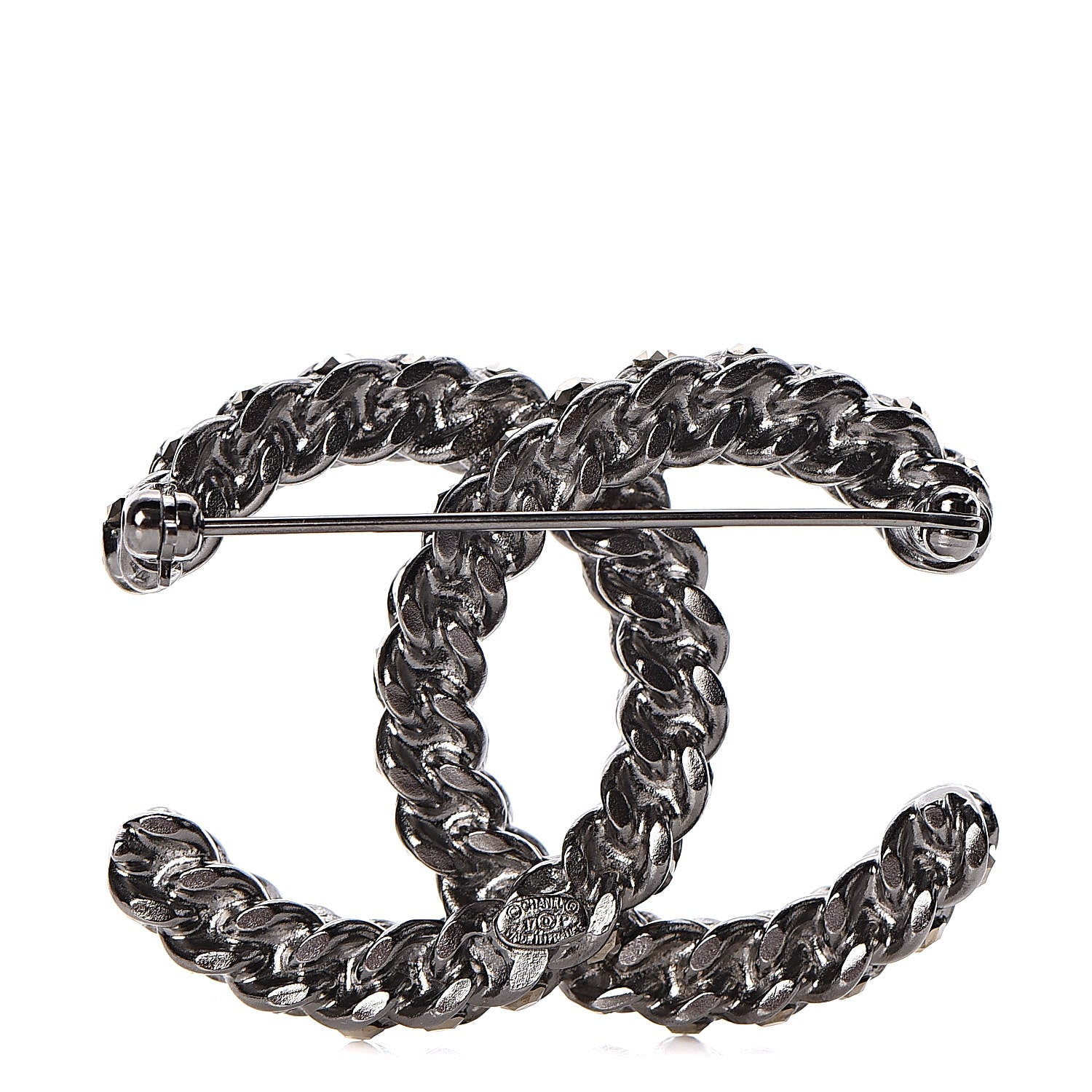 Chanel Ruthenium Enamel CC Brooch Iridescent Blue 3 of 4