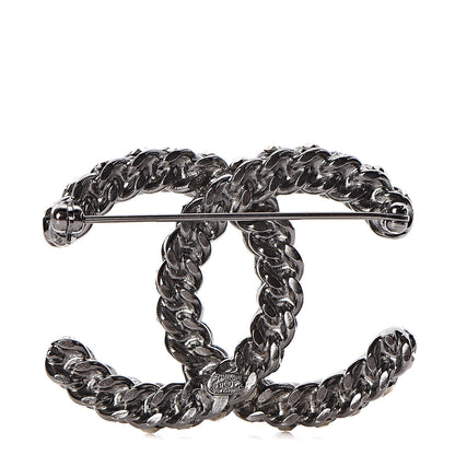 Chanel Ruthenium Enamel CC Brooch Iridescent Blue 3 of 4