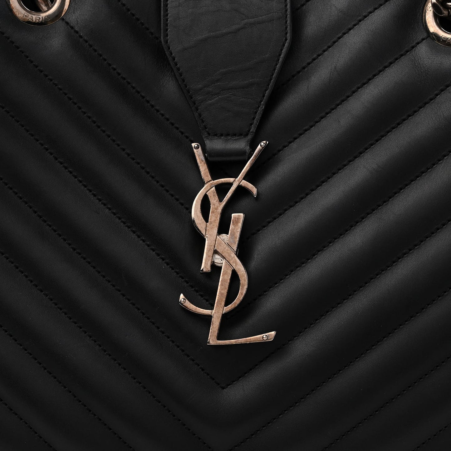 Grain De Poudre Matelasse Chevron Monogram Shopping Bag Black