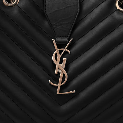 Saint Laurent Grain De Poudre Matelasse Chevron Monogram Shopping Bag Black 8 of 14