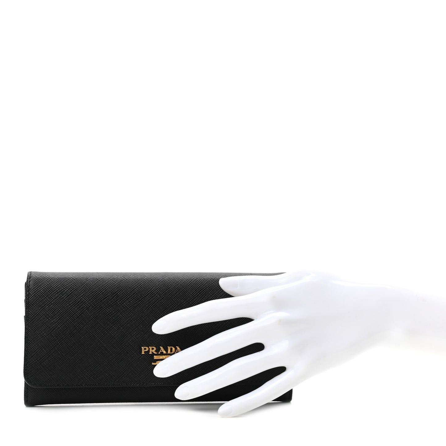 Saffiano Metal Continental Flap Wallet Black