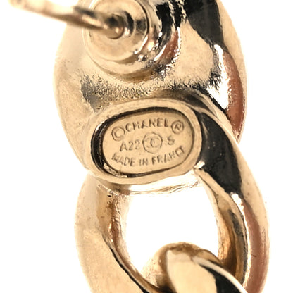 Chanel Pearl Resin Crystal CC No 5 Perfume Bottle Chain Drop Earrings Gold Pearly White 4 of 5