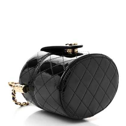 Chanel Patent Quilted Round Small Vanity With Chain Black 4 of 10
