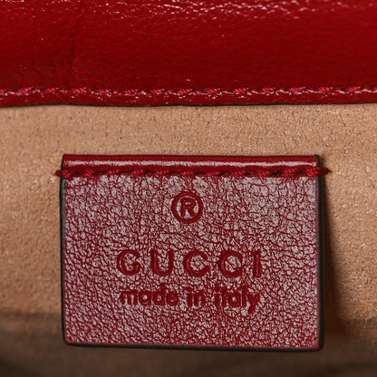 Gucci Monogram Glazed Calfskin Matelasse Diagonal Mini GG Marmont Top Handle Shoulder Bag Beige Ebony New Cherry Red 6 of 9
