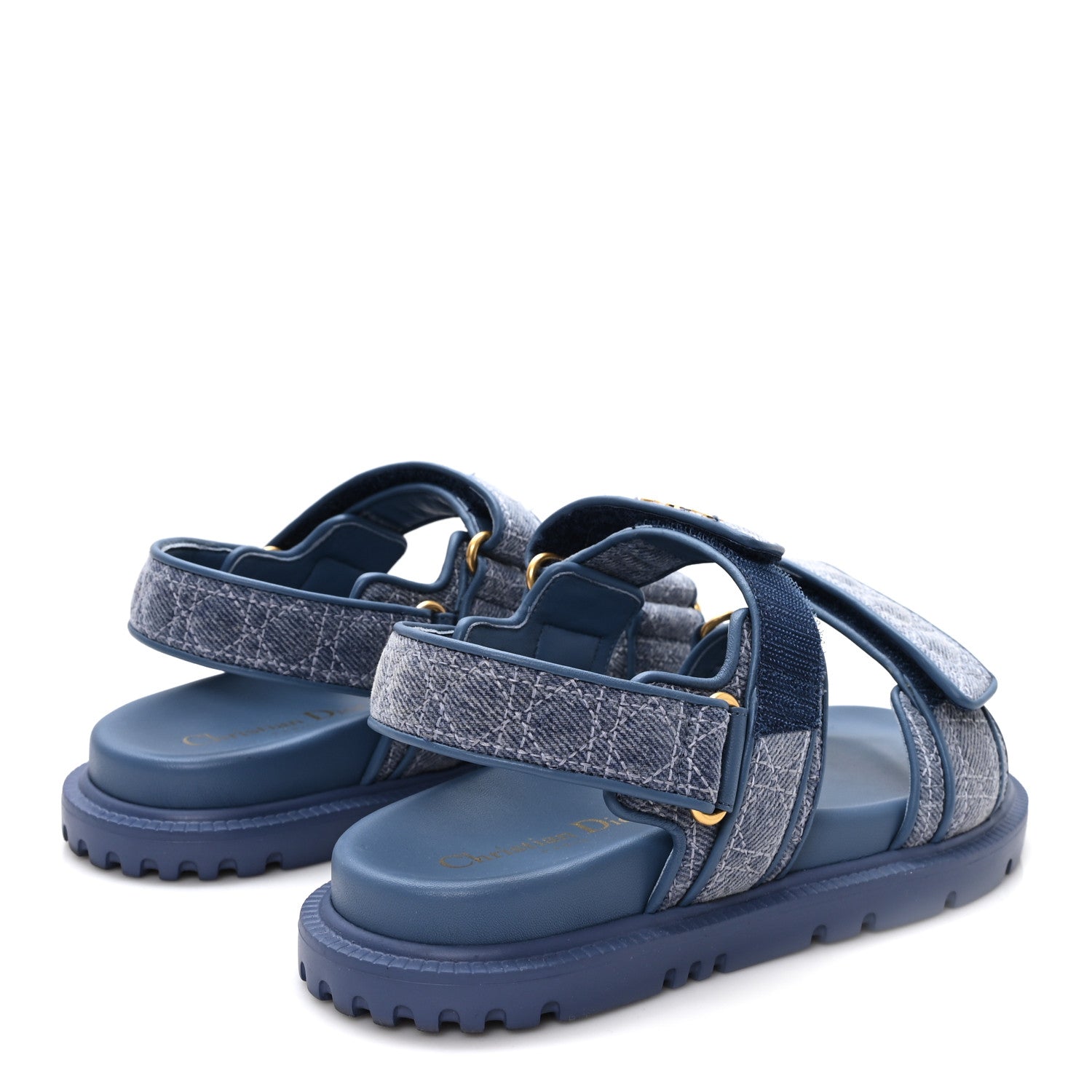 Christian Dior Denim Cannage Embroidered Dioract Sandals 35 Blue