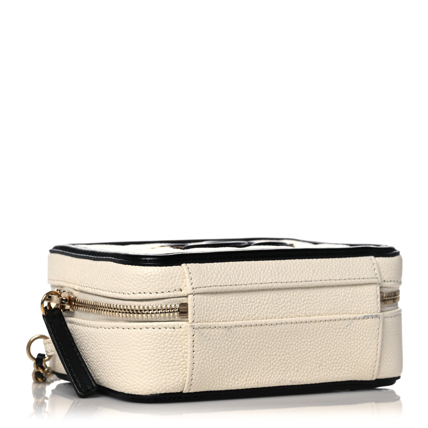Chanel Caviar Quilted Small CC Filigree Vanity Case White Black 4 of 10