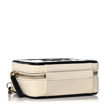 Chanel Caviar Quilted Small CC Filigree Vanity Case White Black 4 of 10