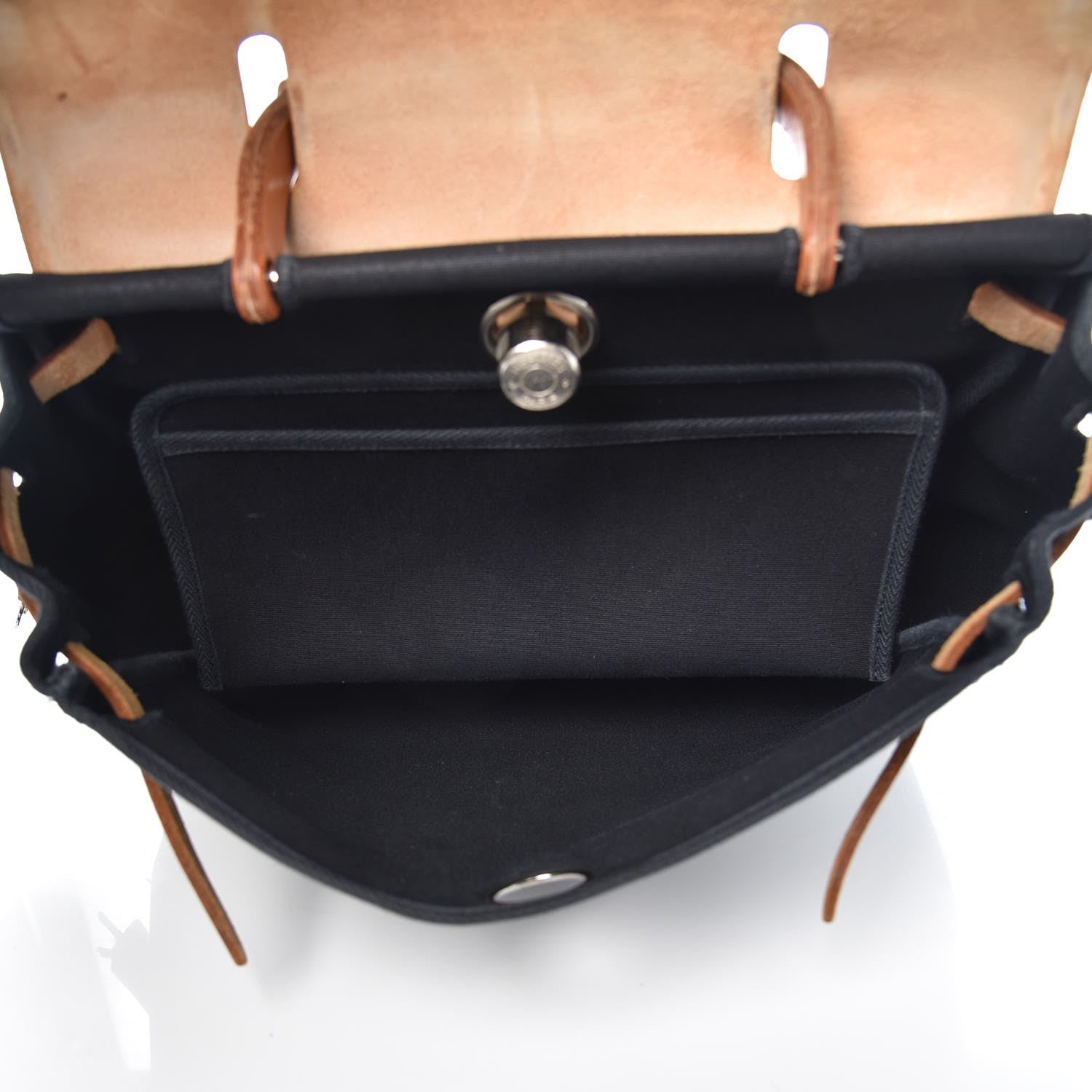 Hermes Toile Vache Calfskin Herbag 30 PM Black Natural 5 of 12