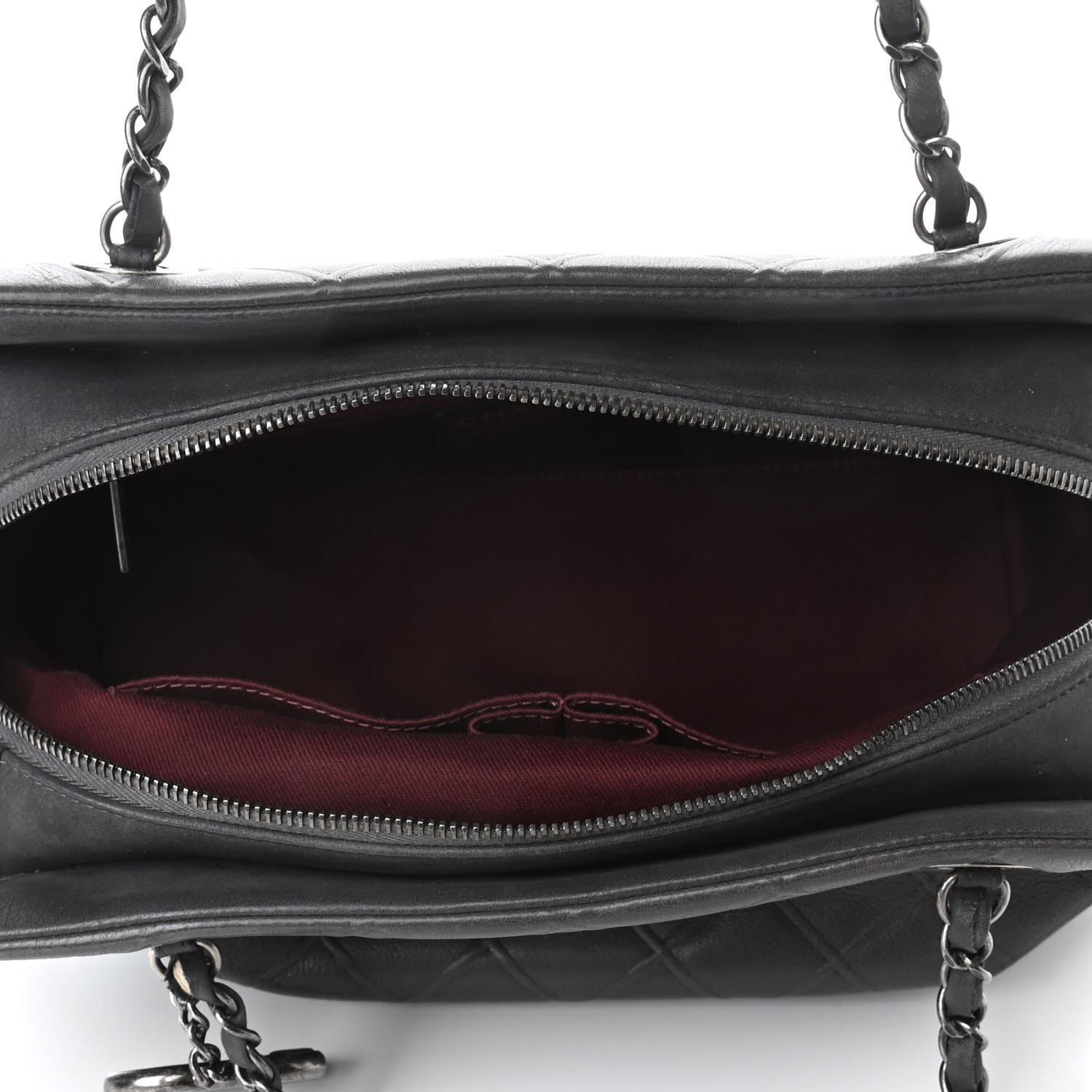 Chanel Calfskin Diamond Embossed Large CC Zip Shopping Tote Grey 4 of 4