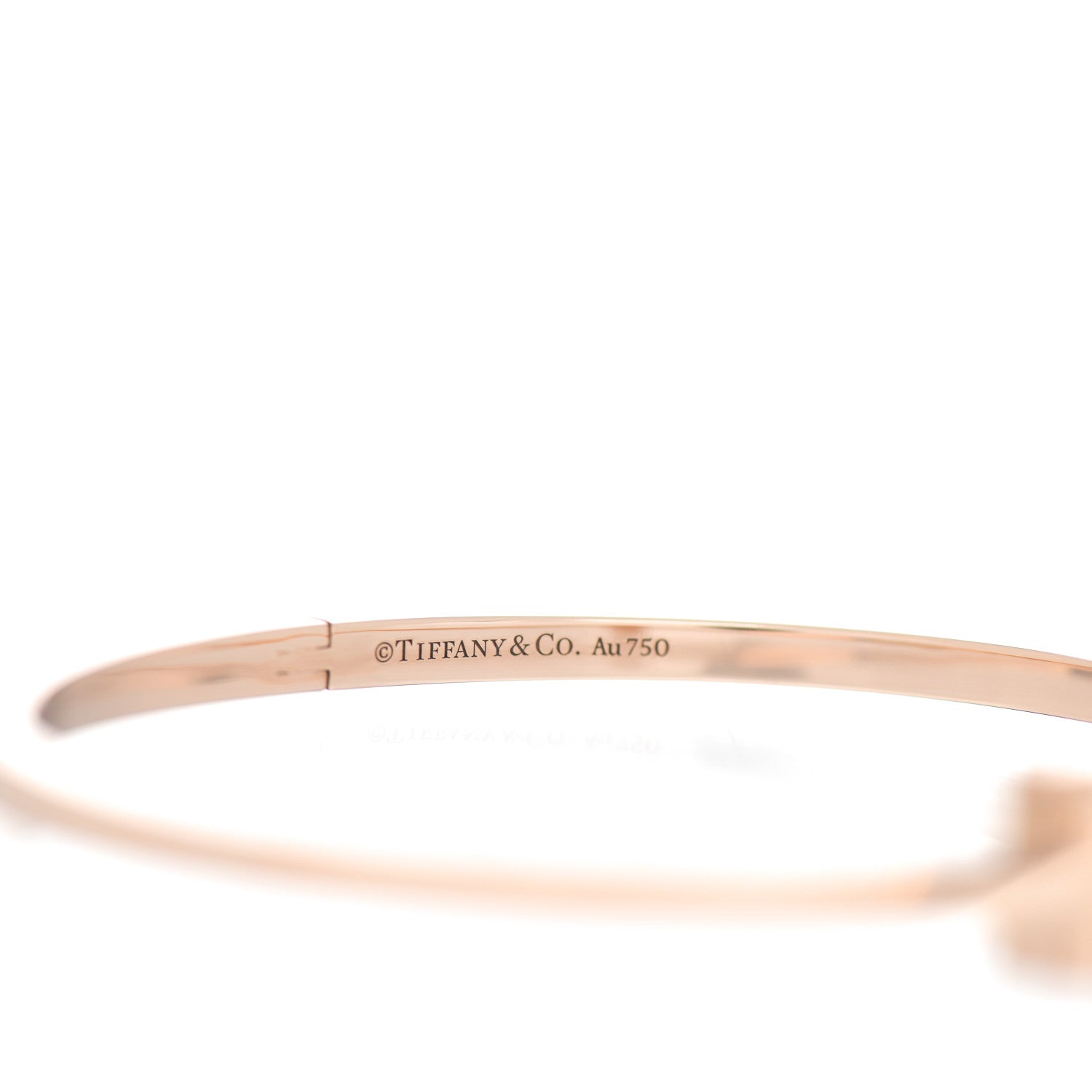 Tiffany 18K Rose Gold Narrow T T1 Hinged Bangle Bracelet 3 of 3