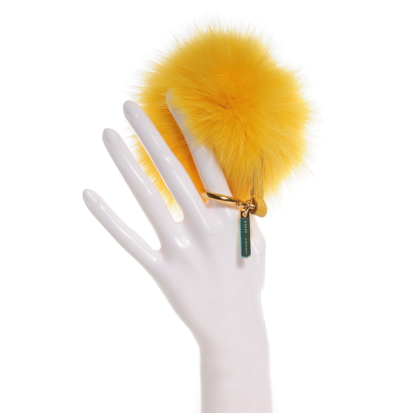 Fox Fur Pom Pom Bag Charm Yellow