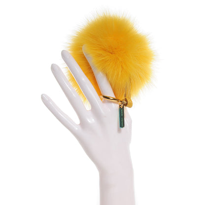Fendi Fox Fur Pom Pom Bag Charm Yellow 2 of 4