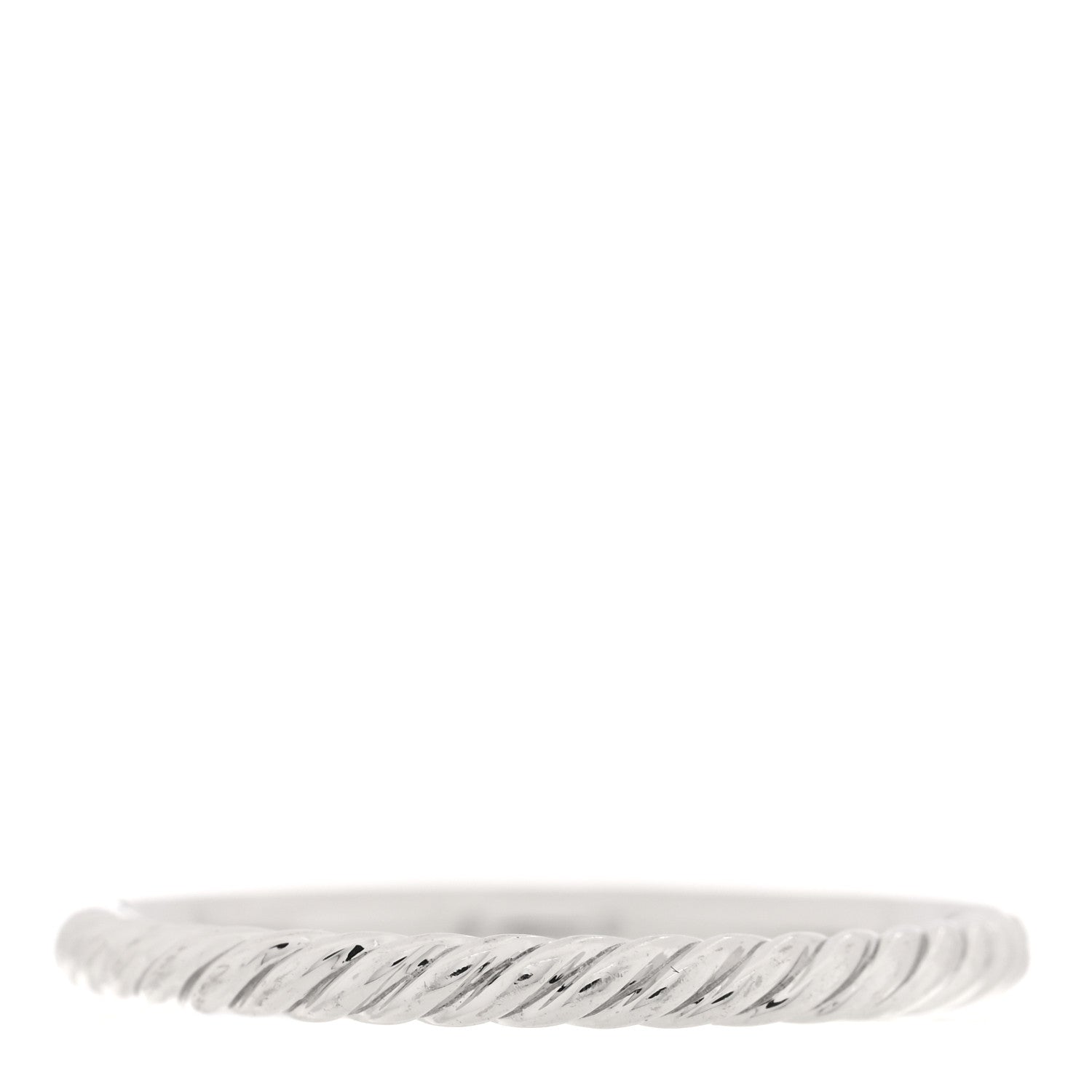 David Yurman 18K White Gold Diamond 2mm Cable Collectibles Band Ring 57 8 3 of 4