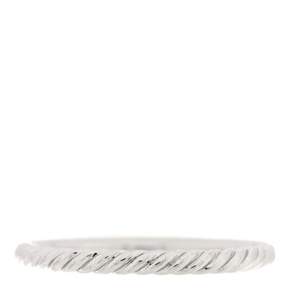 David Yurman 18K White Gold Diamond 2mm Cable Collectibles Band Ring 57 8 3 of 4